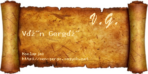Vén Gergő névjegykártya